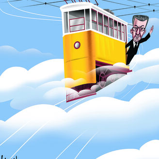 Carlos Moedas no Elevador da Glória