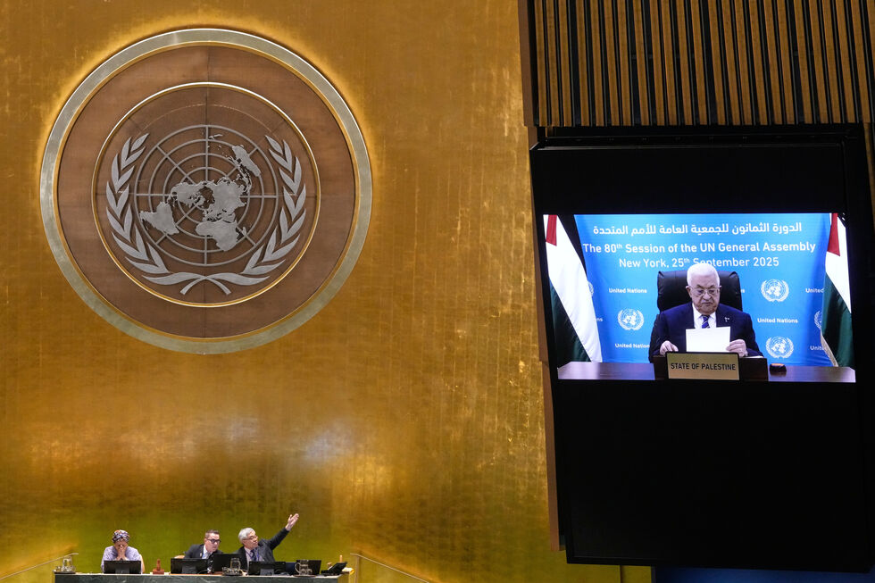 Mahmoud Abbas discursa na 80.ª sessão da Assembleia Geral da ONU, em Nova Iorque