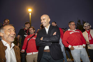 João Diogo Manteigas em Leiria com apoiantes do Benfica