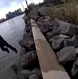 Polícia lança-se à água para salvar mulher que se afogava no rio em Nova Iorque  