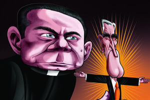 Cartoon de Vasco Gargalo retrata Luís Montenegro com Cavaco Silva 