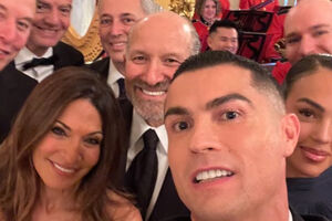 Cristiano Ronaldo com Elon Musk e Infantino na visita à Casa Branca