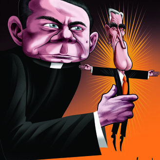 Cartoon de Vasco Gargalo retrata Luís Montenegro com Cavaco Silva 