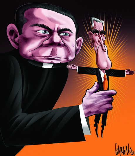 Cartoon de Vasco Gargalo retrata Luís Montenegro com Cavaco Silva 