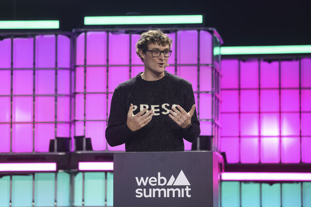 Paddy Cosgrave at Web Summit discussing hotel prices in Lisbon
