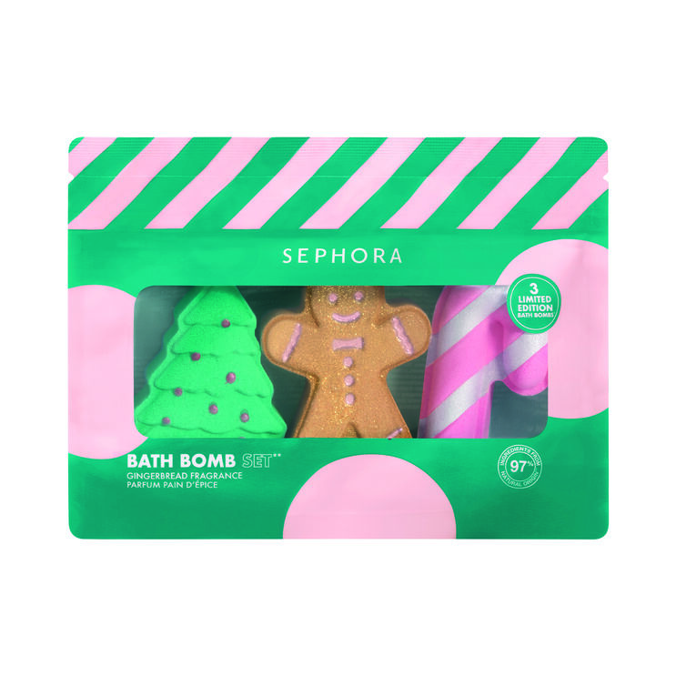 Conjunto de bombas de banho Sephora com temática natalícia