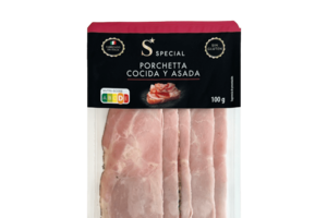 Porchetta cozida e assada, produto sem glúten de 100g