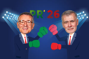 Os candidatos presidenciais António José Seguro (esq.ª) e Henrique Gouveia e Melo (dir.ª) estiveram esta noite a debater