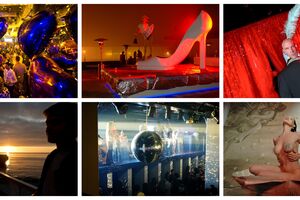 As festas do Lux eram épicas, sobretudo as de aniversário e passagem de ano. Nem faltou a estrela do burlesco, com Dita Von Teese (canto inferior dt.º) 