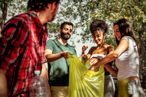 Voluntários recolhem lixo num esforço conjunto para um Natal mais sustentável