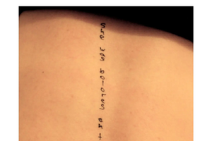 Tatuagem com excerto de "Lolita" no corpo de jovem em fotos de Epstein