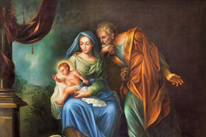A Virgem Maria com José e o menino Jesus num quadro do século XVIII