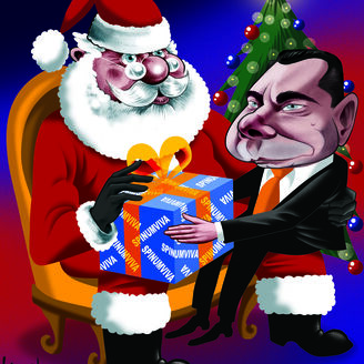 Gargalo retrata a prenda "Spinumviva" entregue a António Costa pelo Pai Natal