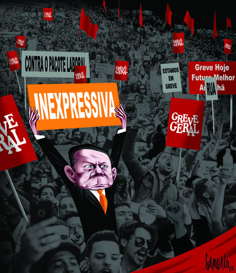 Cartoon sobre greve geral considerada "inexpressiva" pelo poder político