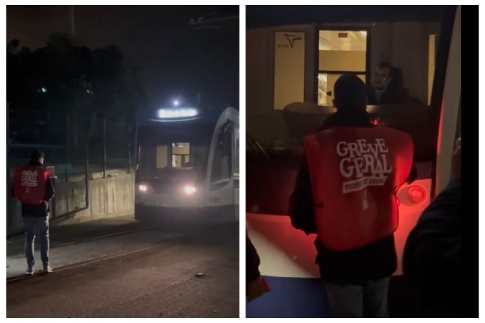 Piquetes de greve geral junto a transportes públicos e fábricas