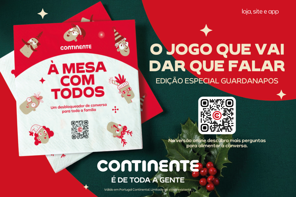 Continente lança edição especial de guardanapos para promover a conversa.
