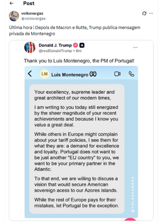 Montagem falsa sobre Montenegro