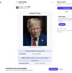 Trump faz publicação na qual diz ser o presidente interino da Venezuela