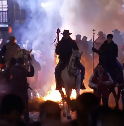 Cavalos saltam por entre chamas durante ritual em honra de Santo António em Ávila