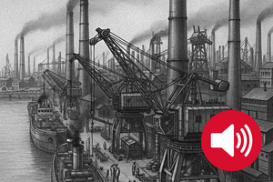 Imagem alusiva a Álvaro de Campos, de Fernando Pessoa, num cenário industrial