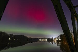 Aurora boreal na Alemanha após tempestade solar