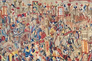 Pormenor das Tapeçarias de Pastrana que retratam a conquista de Arzila