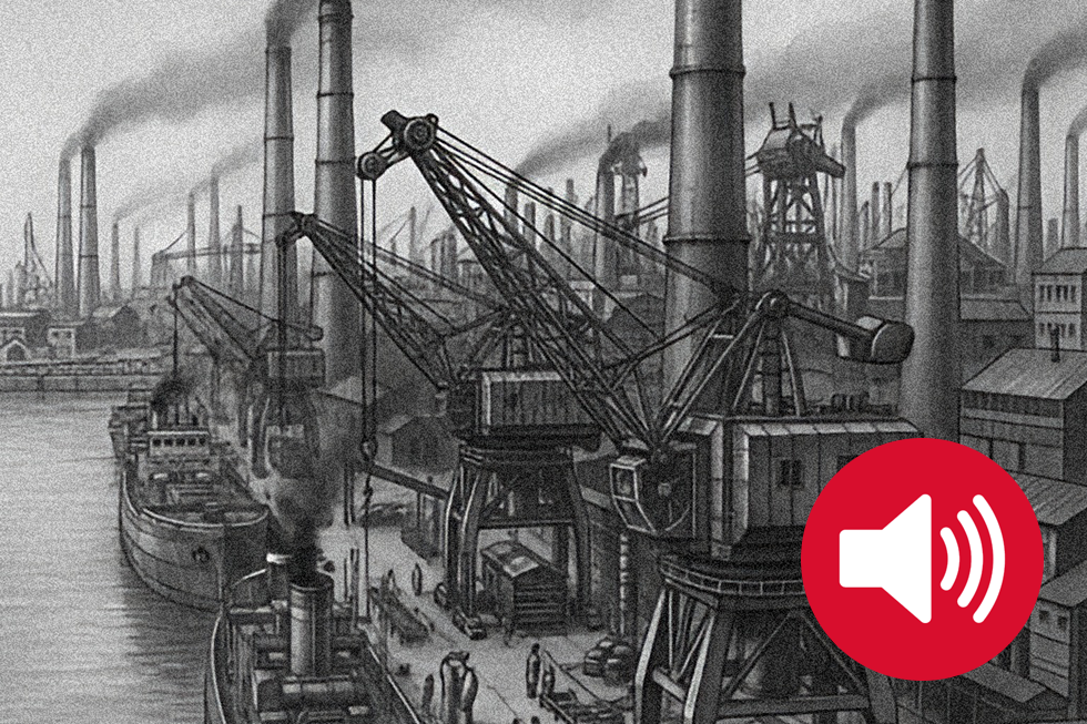 Imagem alusiva a Álvaro de Campos, de Fernando Pessoa, num cenário industrial