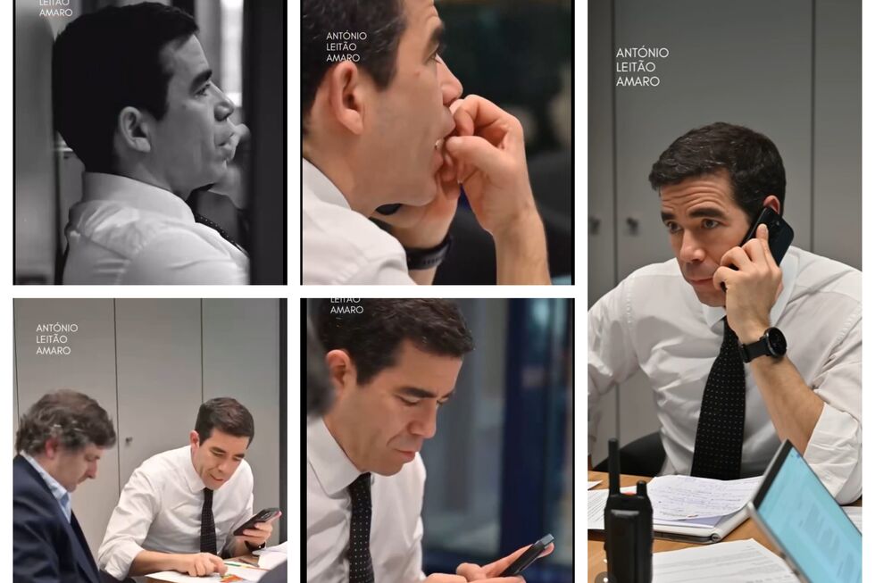 António Leitão Amaro filmado no seu gabinete