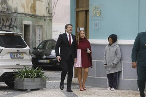 Dina Ventura com o marido no casamento de Rita Matias