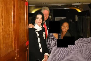 Bill Clinton e Michael Jackson juntos num avião