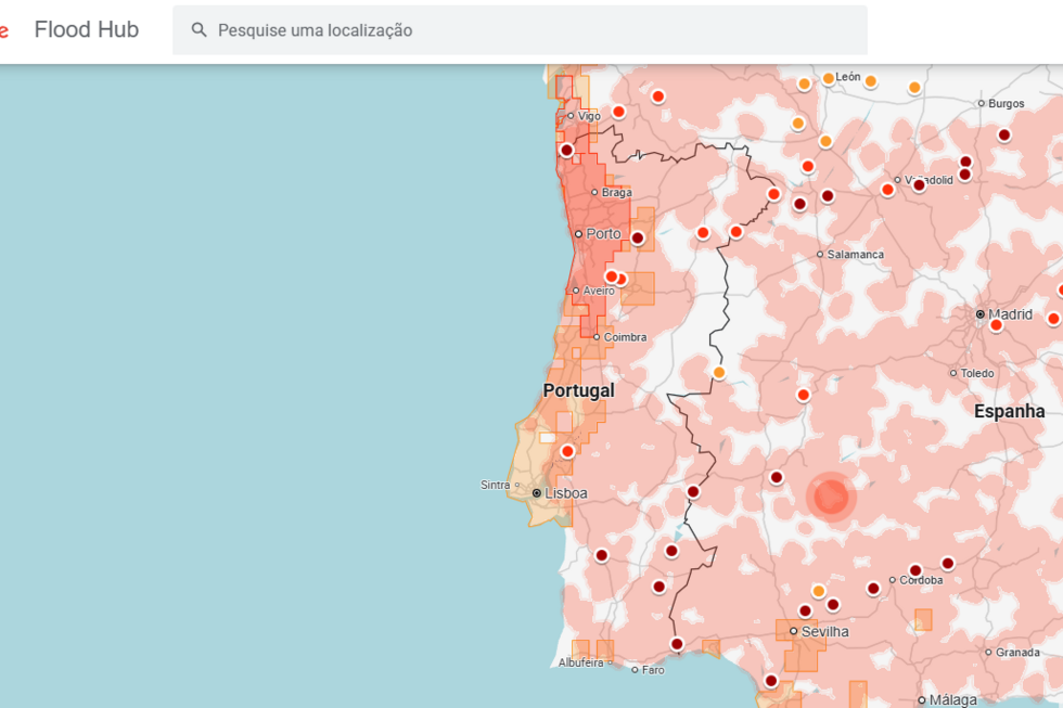 Google prevê cheias em Portugal e Espanha com a Flood Hub