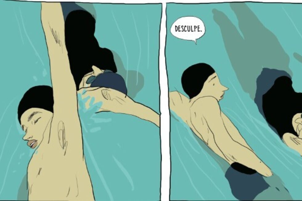 Um excerto do romance gráfico 'O Gosto do Cloro', de Bastien Vivès, recentemente publicado em Portugal