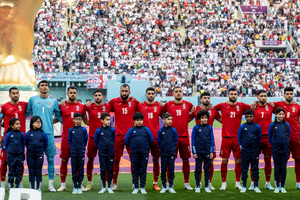 A seleção iraniana no jogo contra a Inglaterra no Mundial de 2022, no Qatar