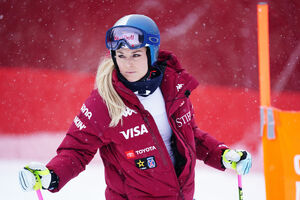 Lindsey Vonn numa prova em janeiro deste ano, antes dos Jogos Olímpicos de Inverno