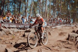 Beatriz Guerra, de 19 anos, em ação no campeonato da Europa de BTT – Melgaço, 27 de julho de 2025