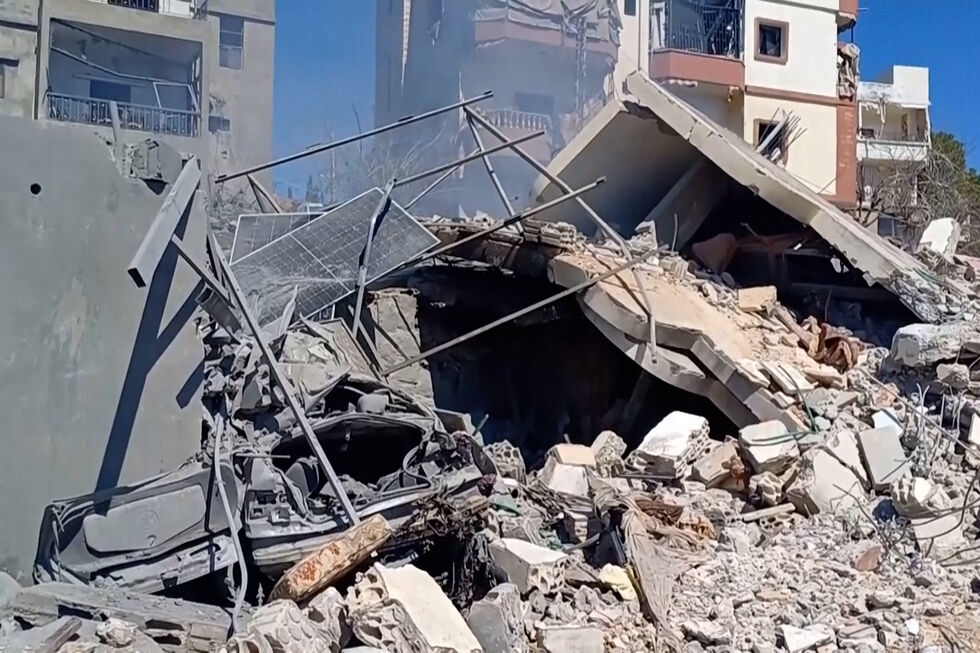 Destruição no Líbano após ataques de Israel