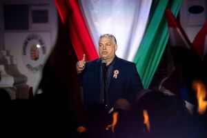 Viktor Orbán num comício