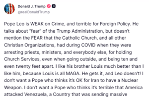 Donald Trump critica Papa nas redes sociais