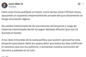 Publicação, agora apagada, de Javier Milei
