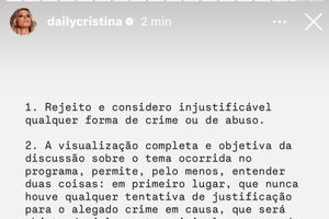 Cristina Ferreira rejeita crimes e abusos e esclarece opinião sobre comentários na Crónica Criminal.
