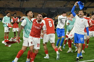 Jogadores do SC Braga celebram vitória contra o Betis