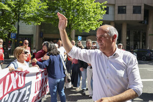O secretário-geral do PCP, Paulo Raimundo, participa no protesto nacional