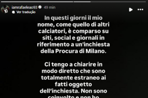A mensagem deixada por Rafael Leão nas redes sociais