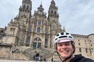 Na chegada a Santiago de Compostela