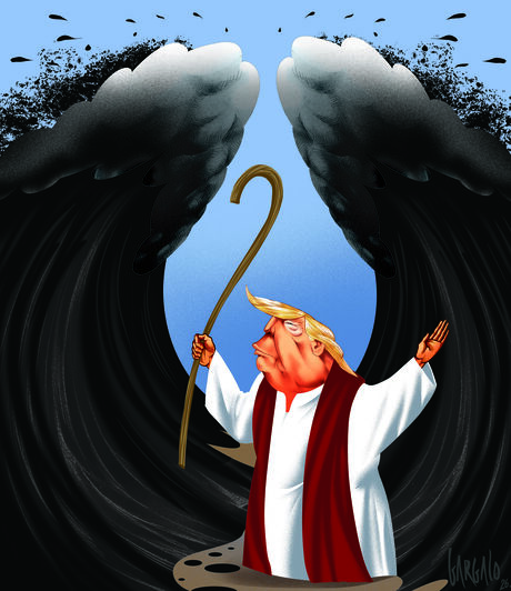 Esta semana Vasco Gargalo coloca Donald Trump, qual Moisés, no Estreito de Ormuz