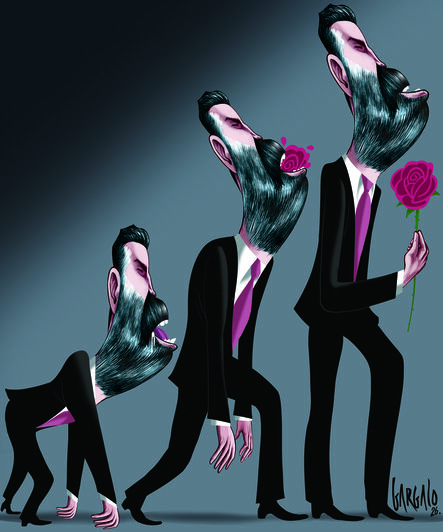 Caricatura de Vasco Gargalo sobre a evolução de Pedro Nuno Santos