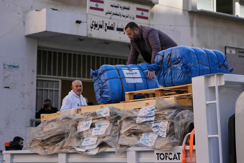 Entrega de ajuda humanitária da ACNUR no Líbano