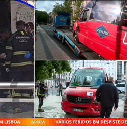 Três feridos em despiste de autocarro de turismo em Lisboa