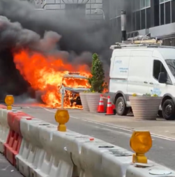 Imagens mostram grande bola de fogo após carro se incendiar em Nova Iorque