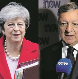 Theresa May e Durão Barroso na conferência do NOW